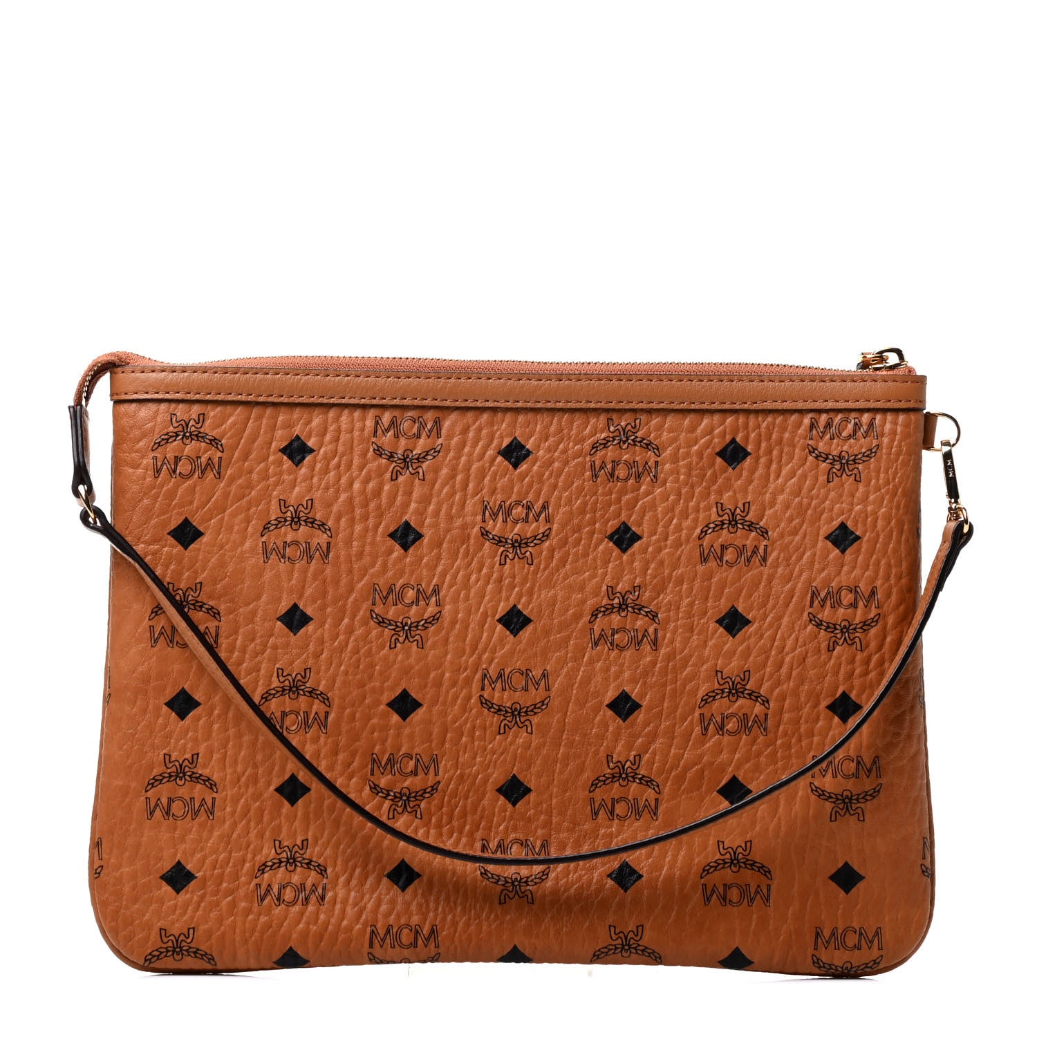 MCM Visetos Liz Shopper Tote Pouch Cognac 1 of 4