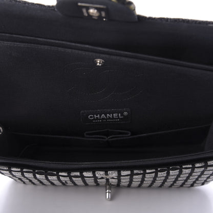 Chanel Ribbon Tweed Medium Double Flap Black White 5 of 8