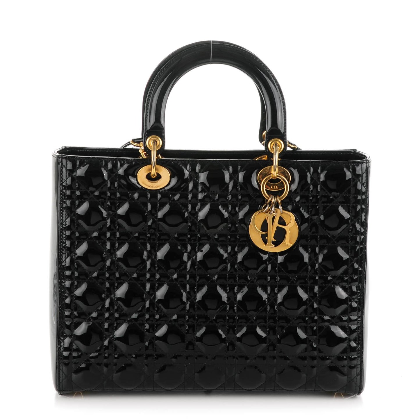 Patent Cannage Large Lady Dior Black