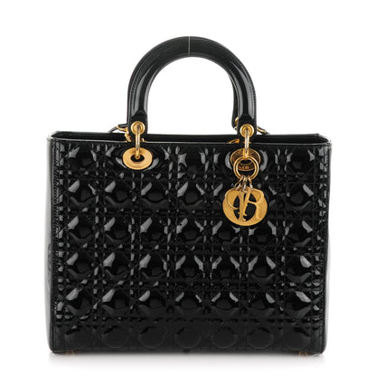 Christian Dior Patent Cannage Large Lady Dior Black 1 of 7