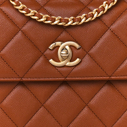Chanel Caviar Quilted Chain Frame Flap Light Brown 9 of 12