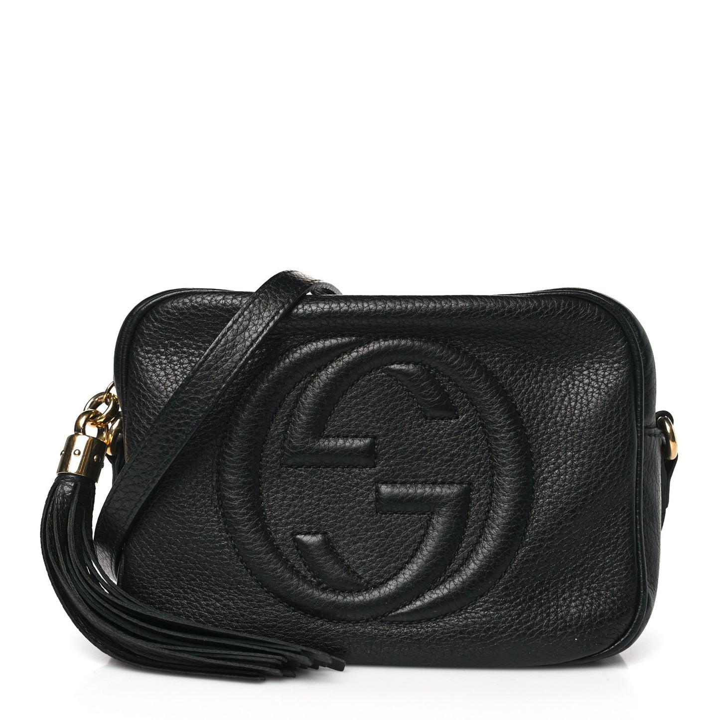 Pebbled Calfskin Small Soho Disco Bag Black