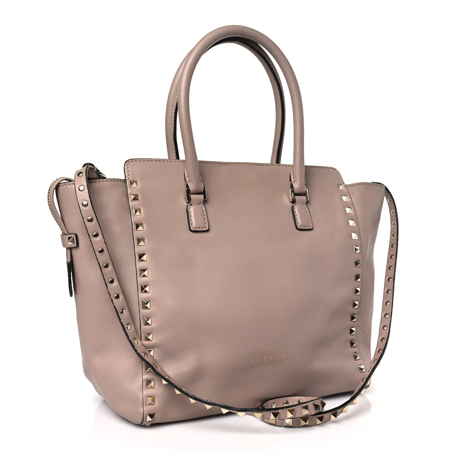 Valentino Garavani Vitello Rockstud Double Handle Tote Poudre 3 of 10