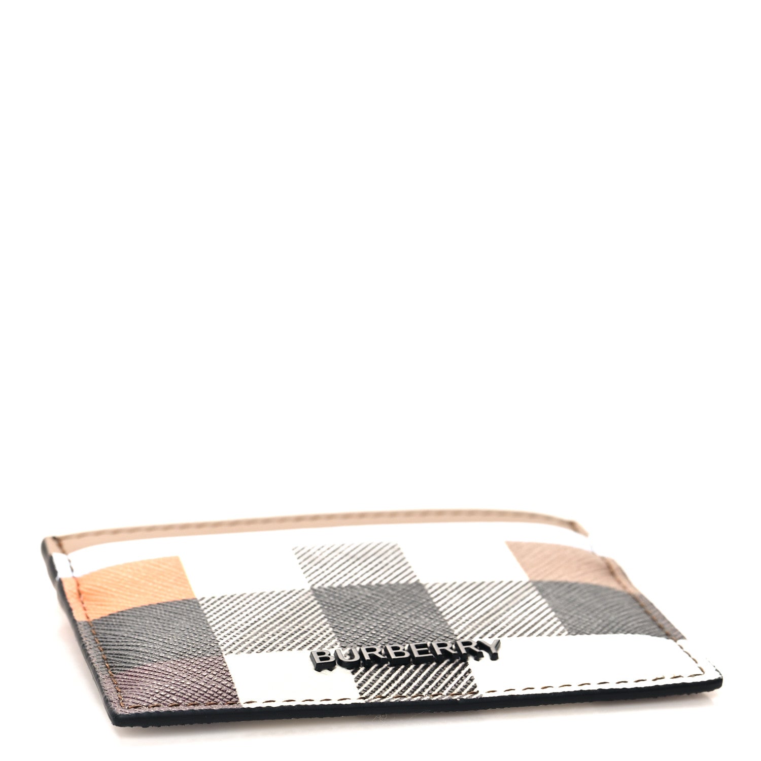 Burberry Calfskin Color Block Check Card Case Archive Beige Multicolor 4 of 7
