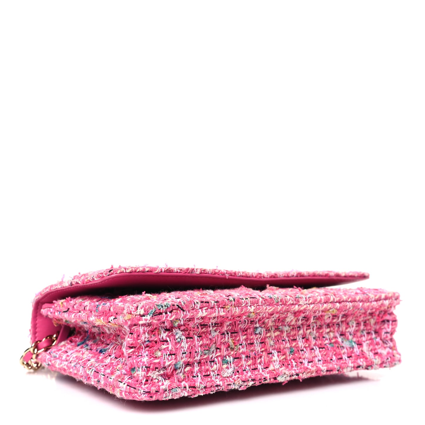 Tweed Quilted Wallet On Chain WOC Pink Blue White