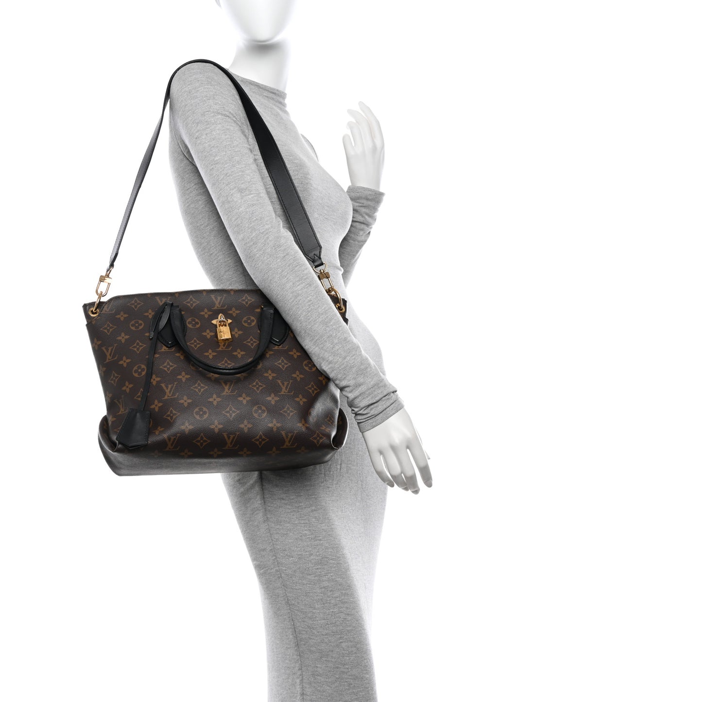 Monogram Flower Zipped Tote MM Black