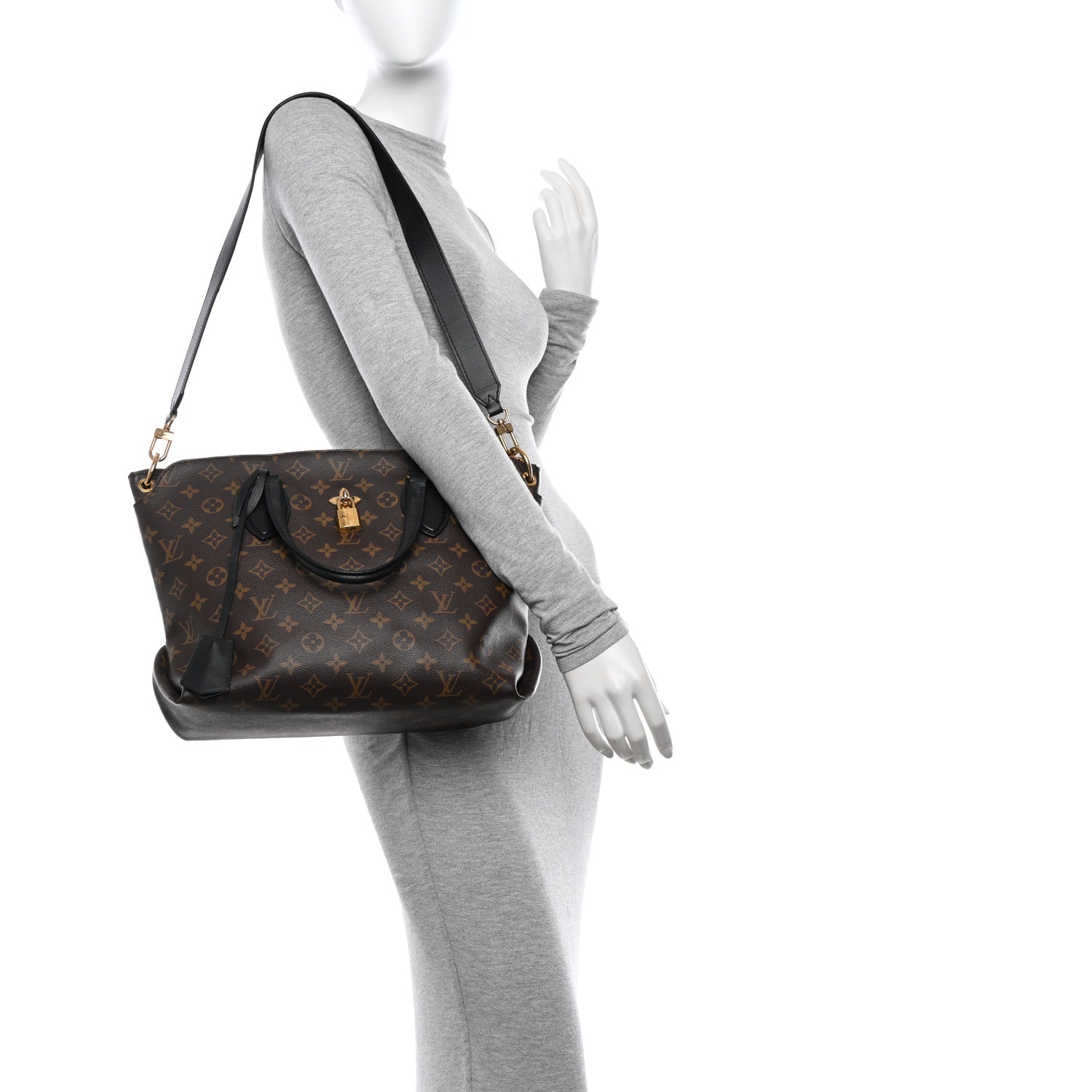 Louis Vuitton Monogram Flower Zipped Tote MM Black 2 of 11