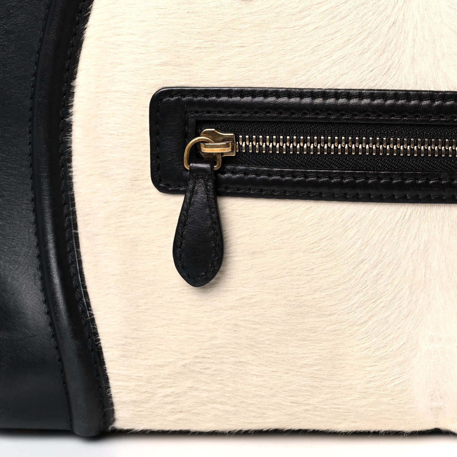 Celine Pony Hair Mini Tri-Color Luggage Ivory Black Brown 8 of 17