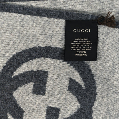 Gucci Cashmere Interlocking GG Reversible Scarf Grey 4 of 4