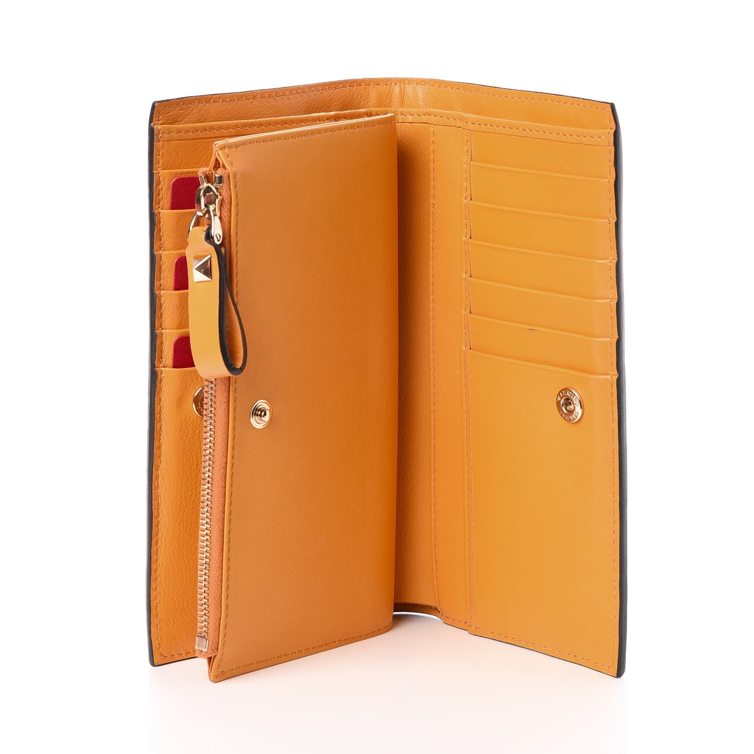 Valentino Garavani Calfskin Rockstud Continental Wallet Mandarin Sorbet 5 of 11