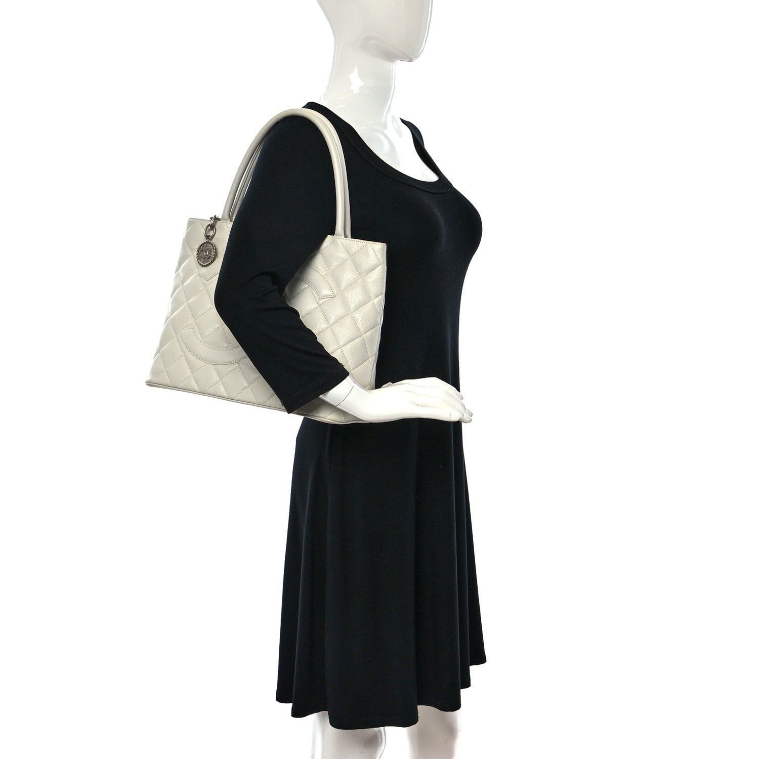Chanel Caviar Quilted Medallion Tote White 2 of 13