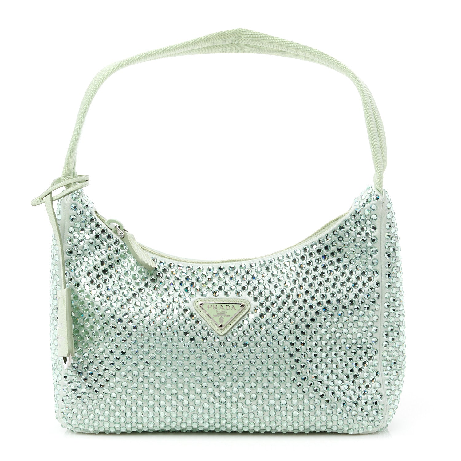 Prada Satin Crystal Mini Re-Edition 2000 Bag Acqua 1 of 11