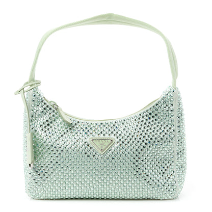 Prada Satin Crystal Mini Re-Edition 2000 Bag Acqua 1 of 11