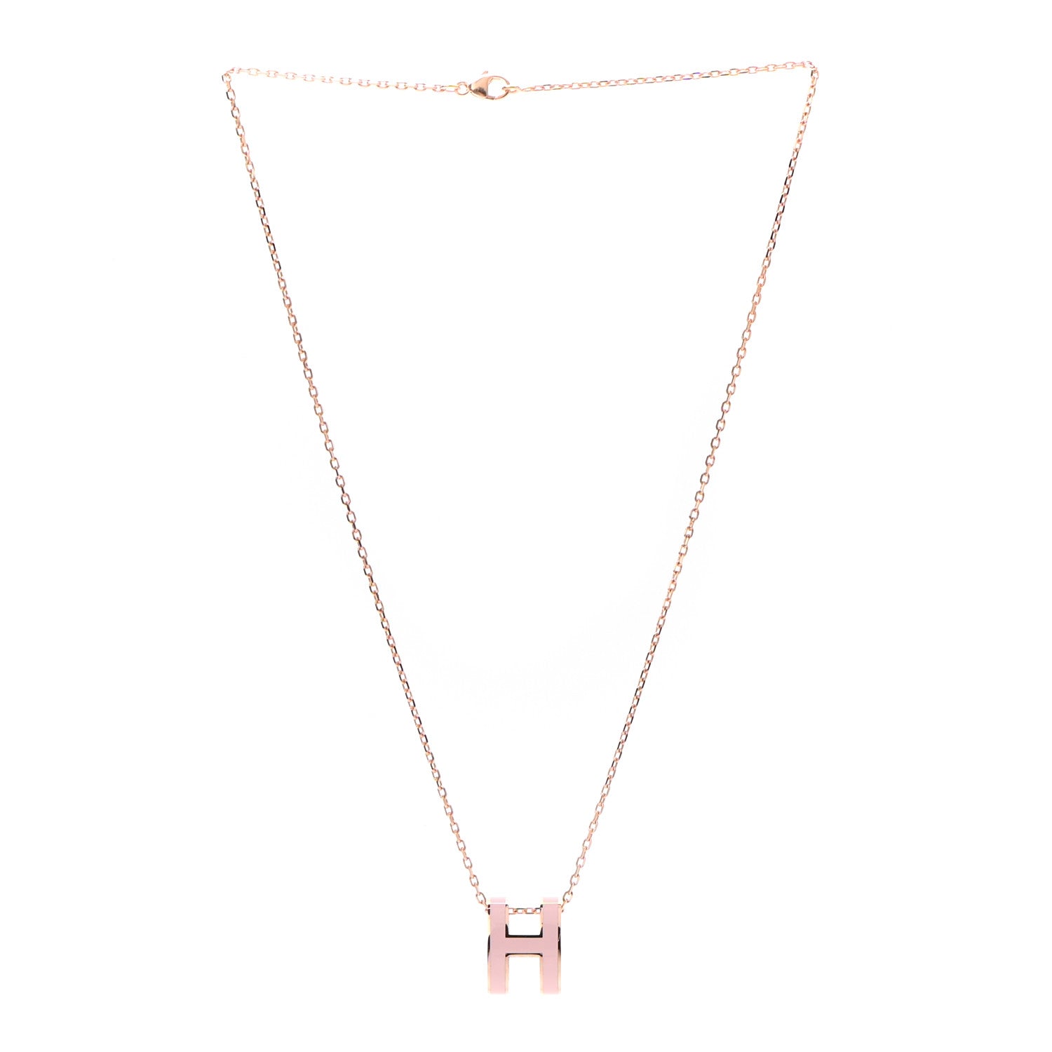 Hermes Lacquered Rose Gold Pop H Pendant Necklace Rose Dragee 3 of 6