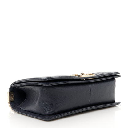 Chanel Caviar Quilted Medium Boy Flap Dark Navy Blue 4 of 10