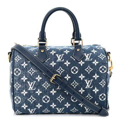 Louis Vuitton Monogram Jacquard Denim Speedy Bandouliere 25 Bleu 1 of 11