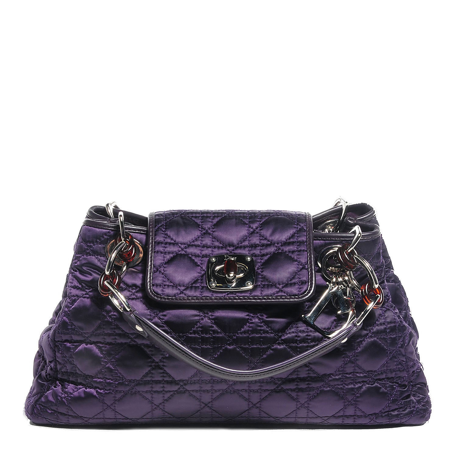 Christian Dior Satin Cannage Charming Lock Flap Bag Purple 1 of 8