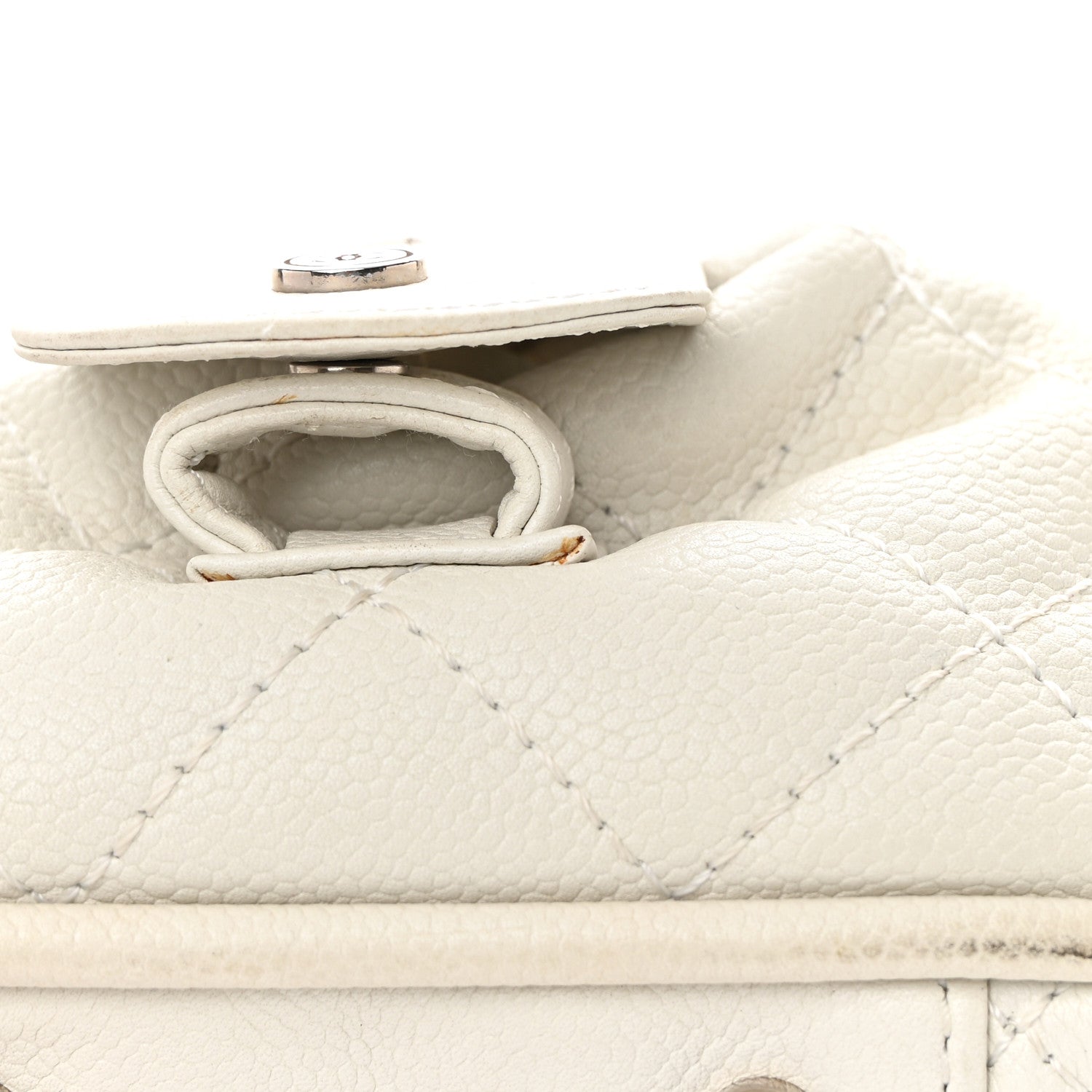 Chanel Caviar Quilted CC Timeless Bowler White 22 of 23
