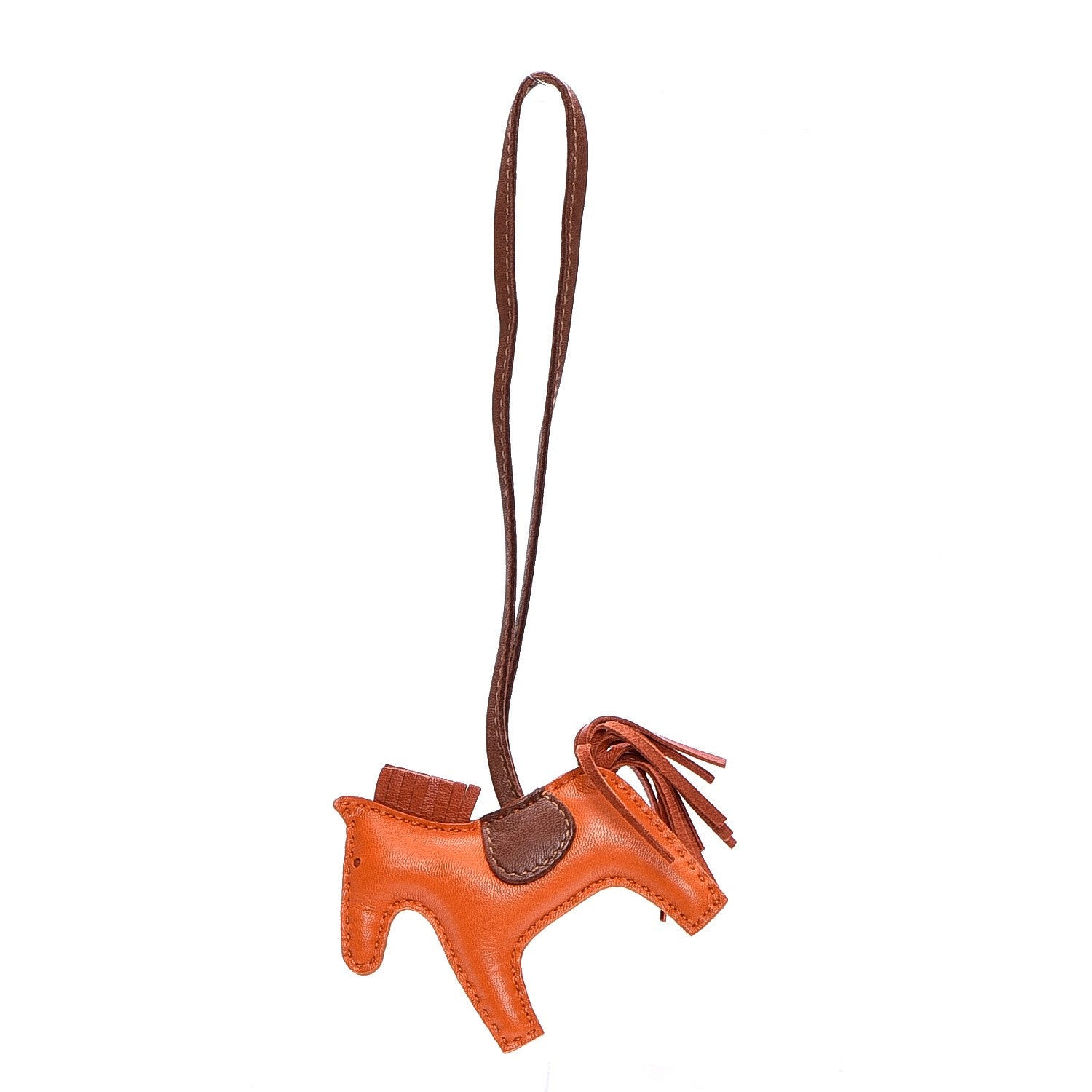 Hermes Milo Lambskin Grigri Rodeo Horse Bag Charm PM Feu Cornaline Fauve 1 of 4