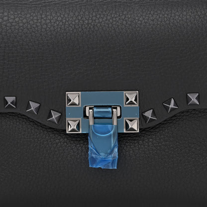 Valentino Garavani Pebbled Calfskin Monochrome Medium Rockstud Flip Lock Crossbody Bag Black 7 of 10
