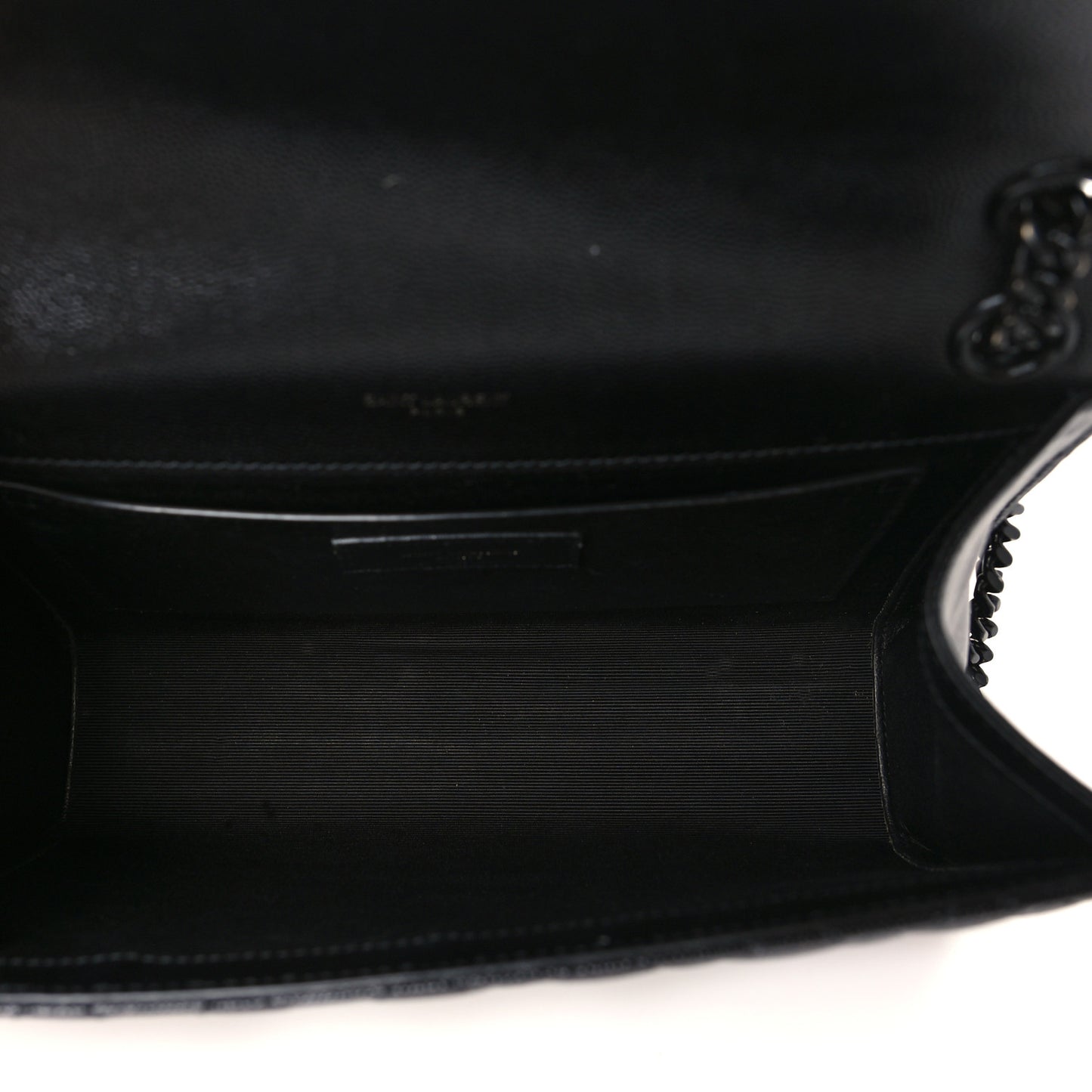 Grain De Poudre Textured Mixed Matelasse Triquilt Medium Monogram Monochrome Satchel Black