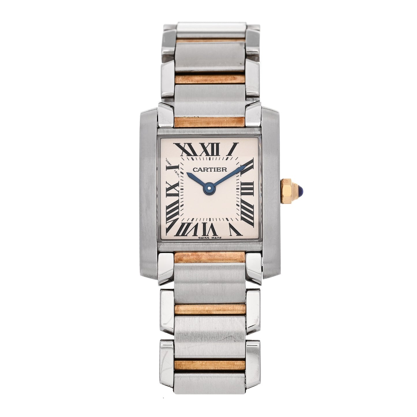 Stainless Steel 18K Yellow Gold 20mm Tank Francaise Quartz Watch