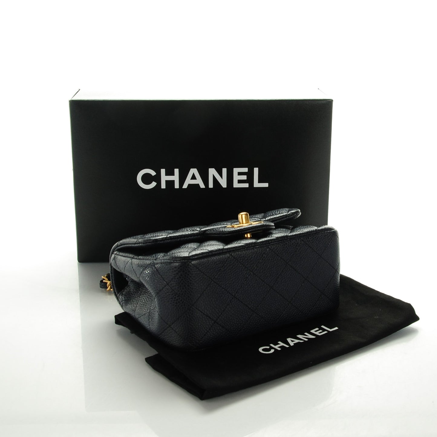 Caviar Quilted Mini Square Flap Navy