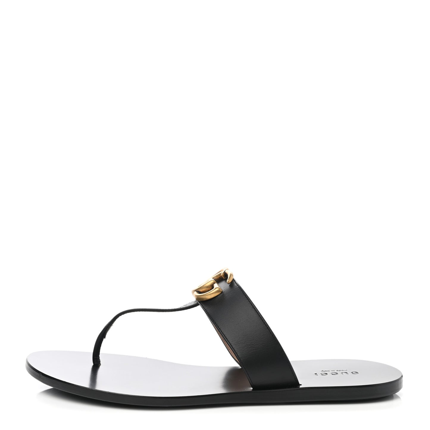 Calfskin GG Marmont Thong Sandals 38.5 Black