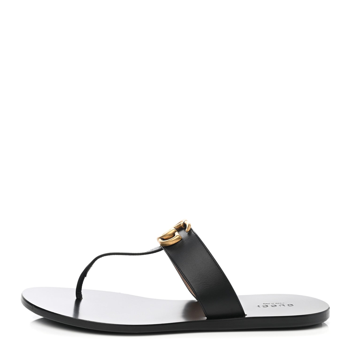 Gucci Calfskin GG Marmont Thong Sandals 38.5 Black 1 of 8