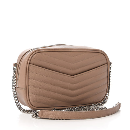 Saint Laurent Grain De Poudre Matelasse Monogram Mini Lou Camera Bag Dark Beige 3 of 11