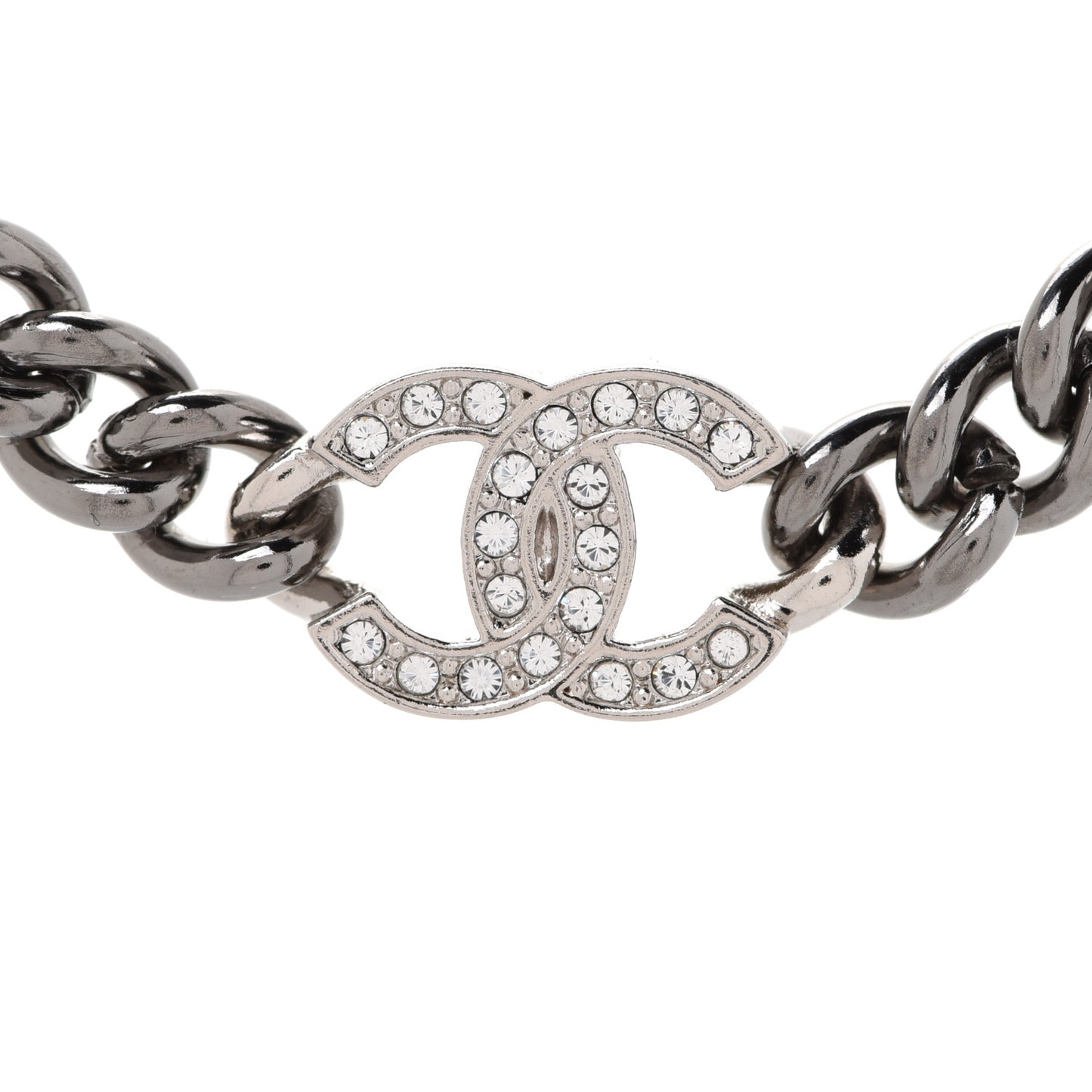 Ruthenium Crystal Chain CC Lucky Charms Choker Silver