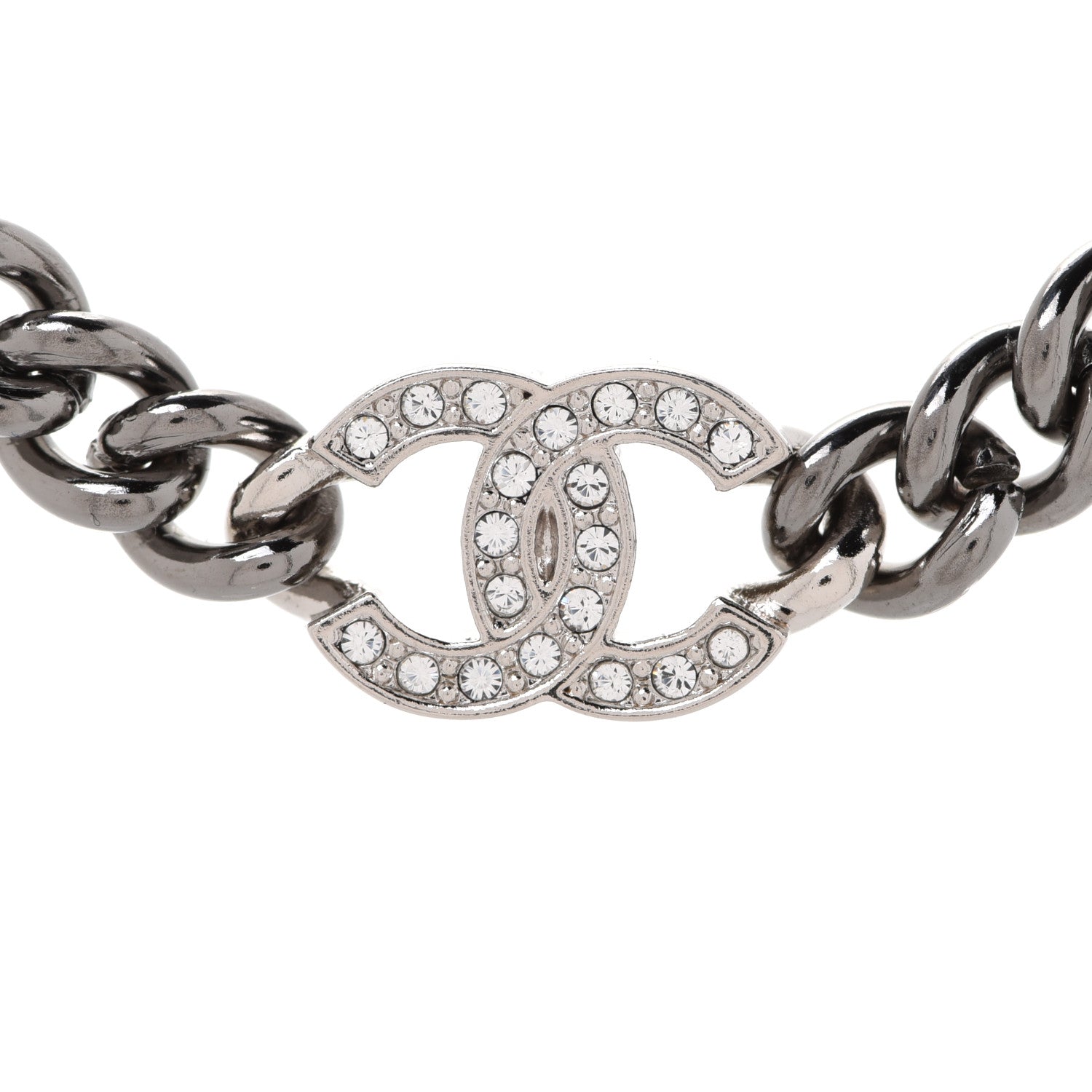 Chanel Ruthenium Crystal Chain CC Lucky Charms Choker Silver 4 of 7