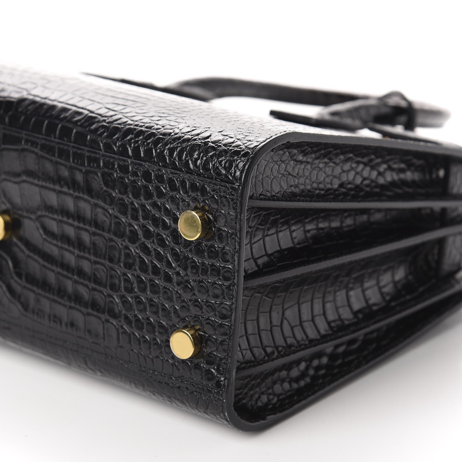 Saint Laurent Calfskin Crocodile Embossed Baby Sac De Jour Black 7 of 9