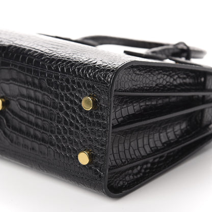 Saint Laurent Calfskin Crocodile Embossed Baby Sac De Jour Black 7 of 9