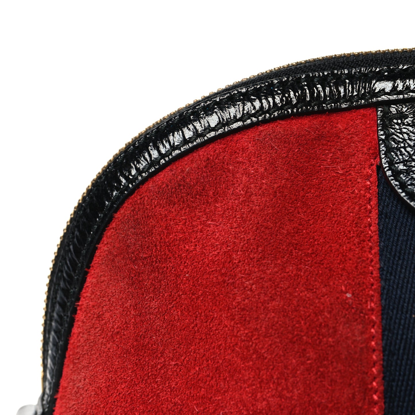 Suede Patent Web GG Small Ophidia Dome Shoulder Bag Hibiscus Red