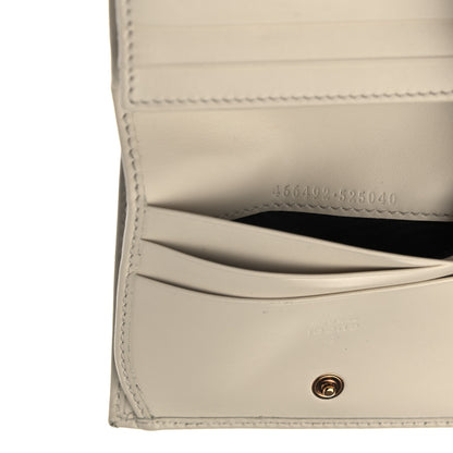 Gucci Calfskin Matelasse Trompe L'Oeil Print GG Marmont Card Case Wallet Off White 7 of 7