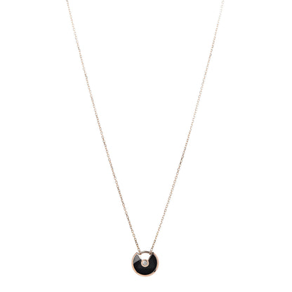 Cartier 18K Pink Gold Diamond Black Onyx XS Amulette de Cartier Pendant Necklace 1 of 6