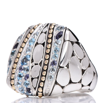 John Hardy Sterling Silver 18K Yellow Gold Blue Topaz Iolite Aquamarine Kali Lavafire Ring 54 7 3 of 7
