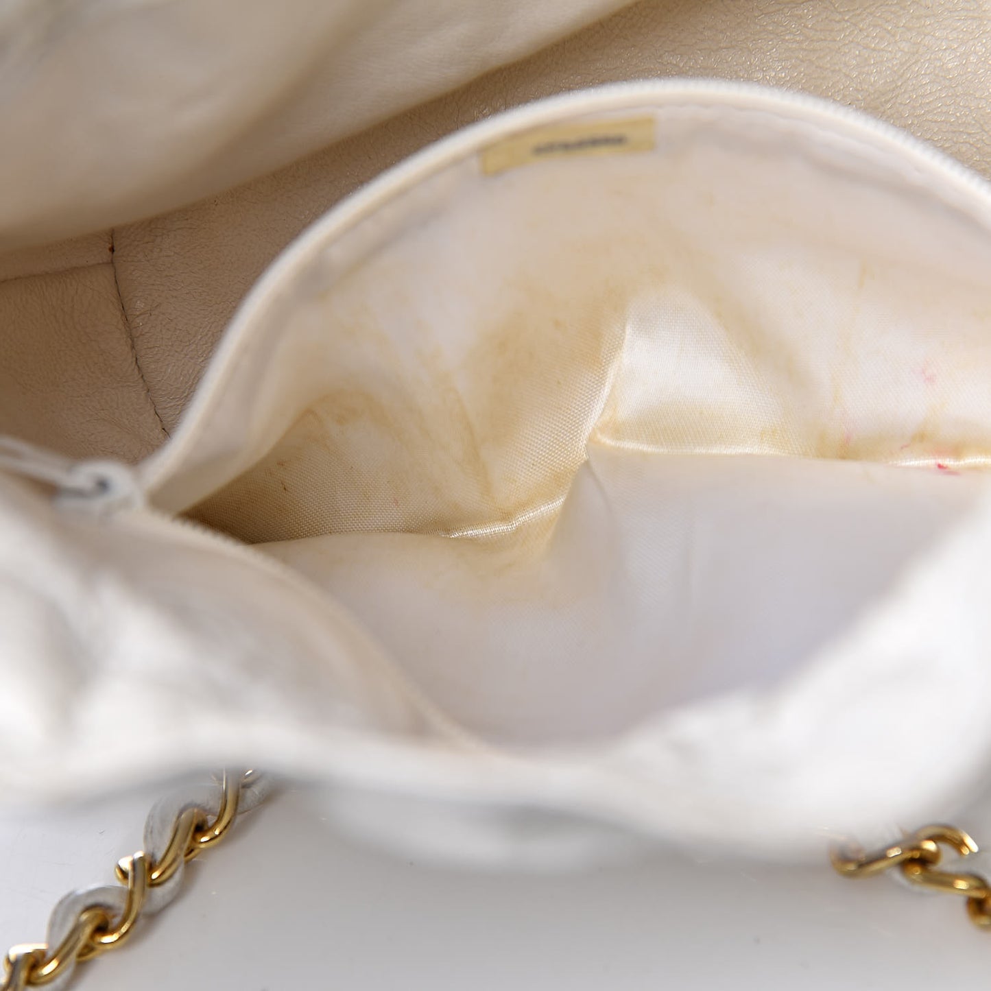 Ostrich Drawstring Pouch Bag White