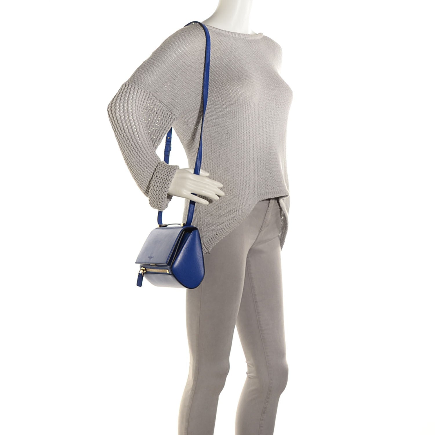 Givenchy Textured Calfskin Mini Pandora Box Crossbody Bag Blue 2 of 7
