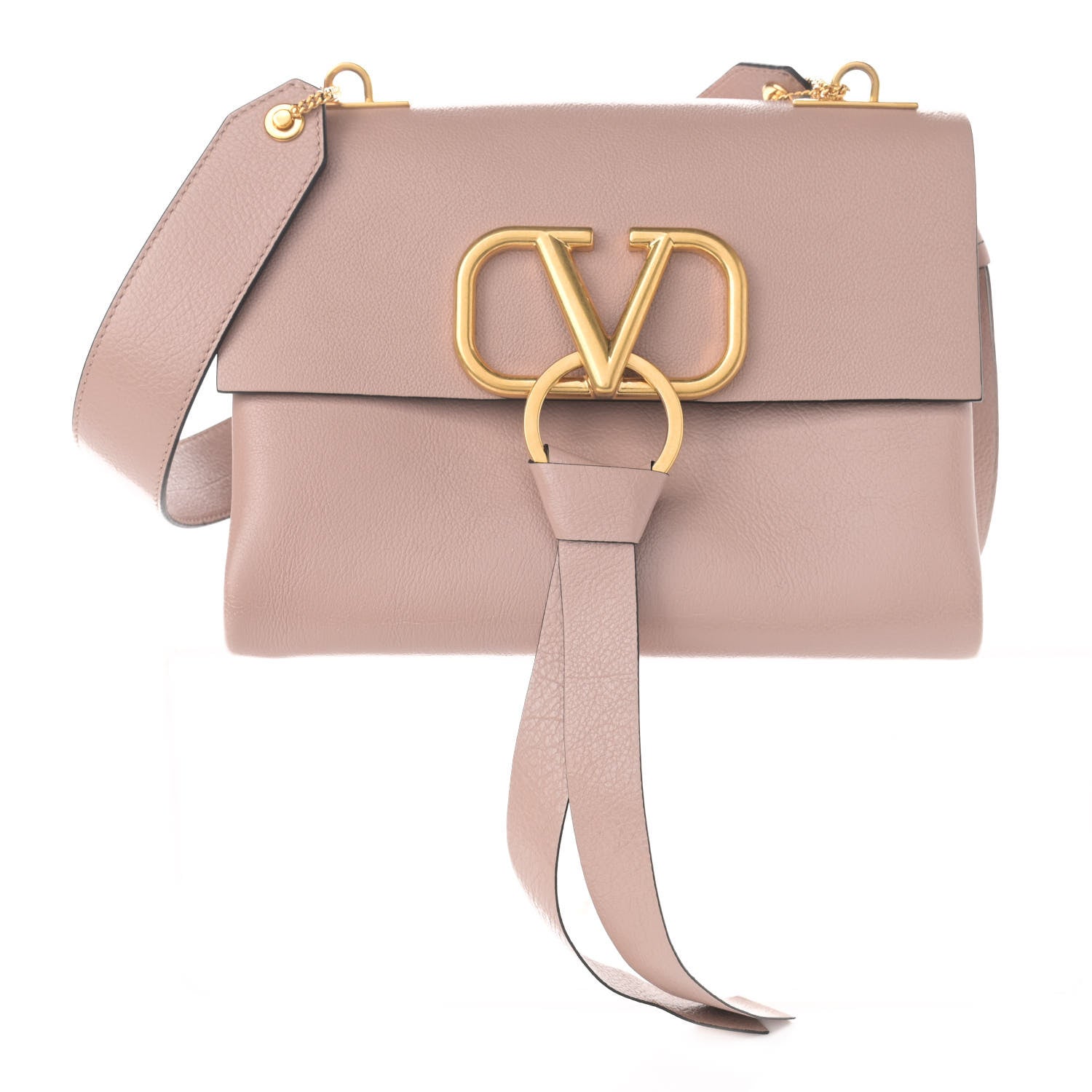 Valentino Garavani Smooth Calfskin Small VRing Shoulder Bag Rose Cannelle 1 of 11