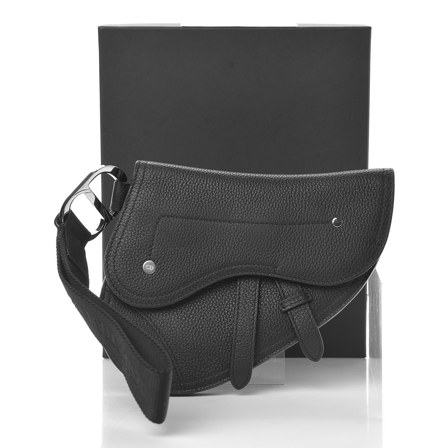 Christian Dior X KAWS Grained Calfskin Saddle Wristlet Black 8 of 8