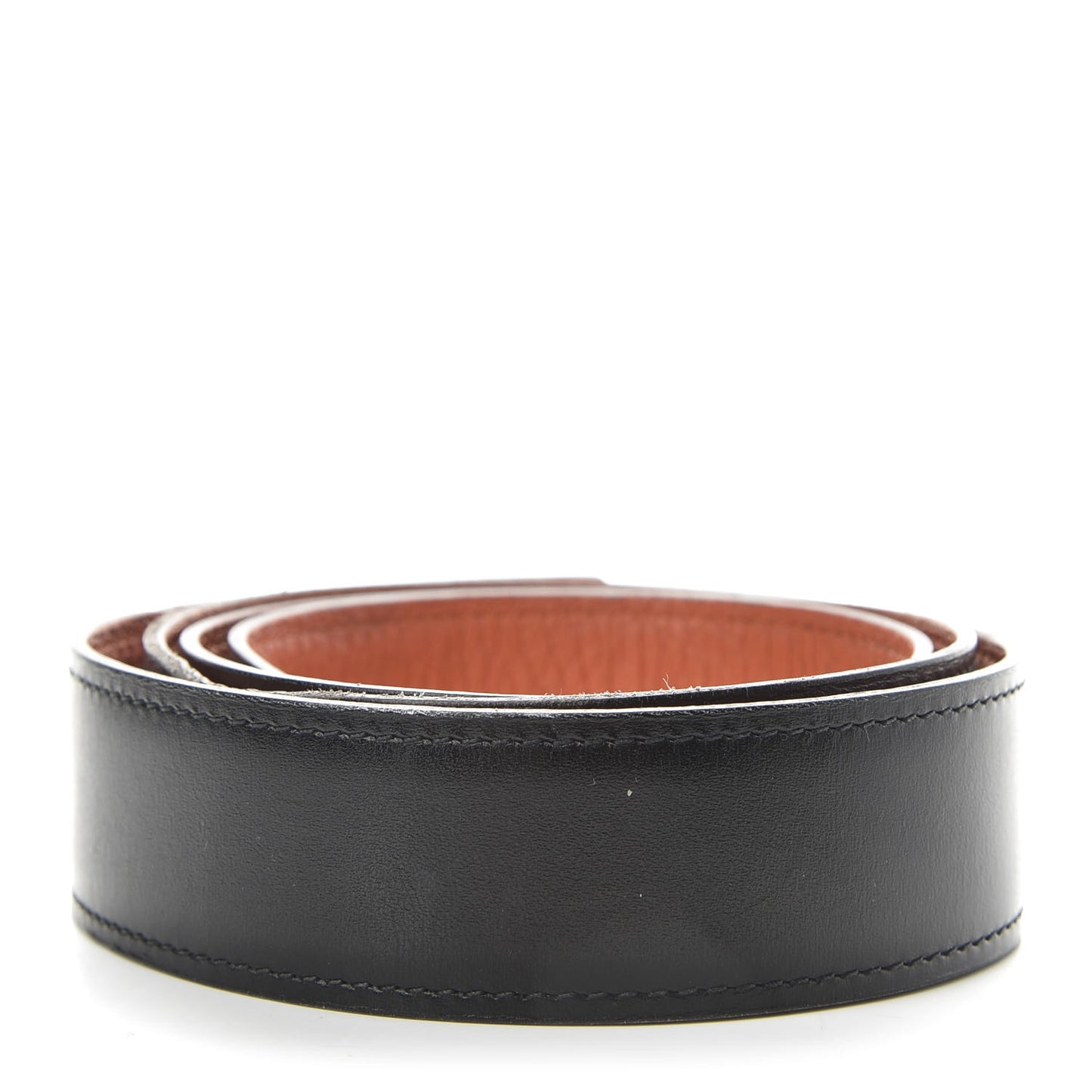 Box Taurillon Clemence 32mm Belt Strap 90 Black Orange