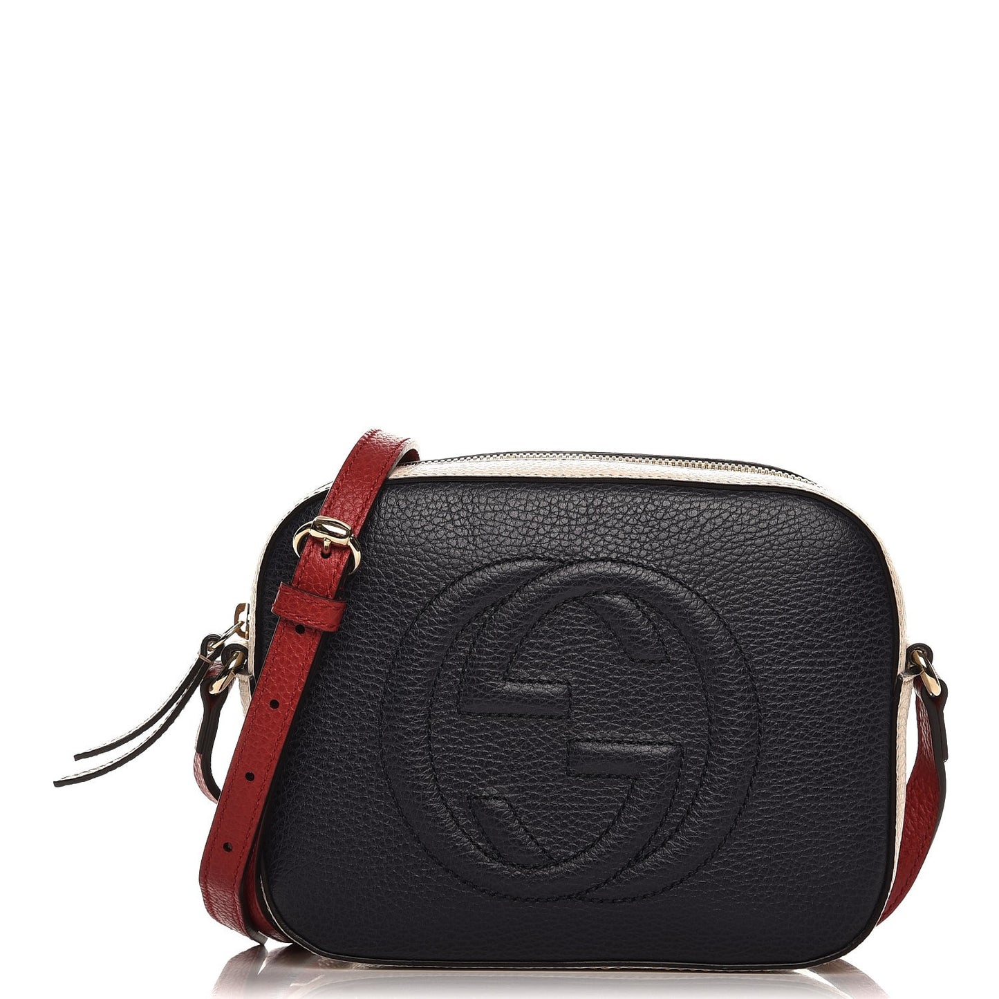 Dollar Calfskin Small Soho Disco Bag Blue Hibiscus Red Mystic White