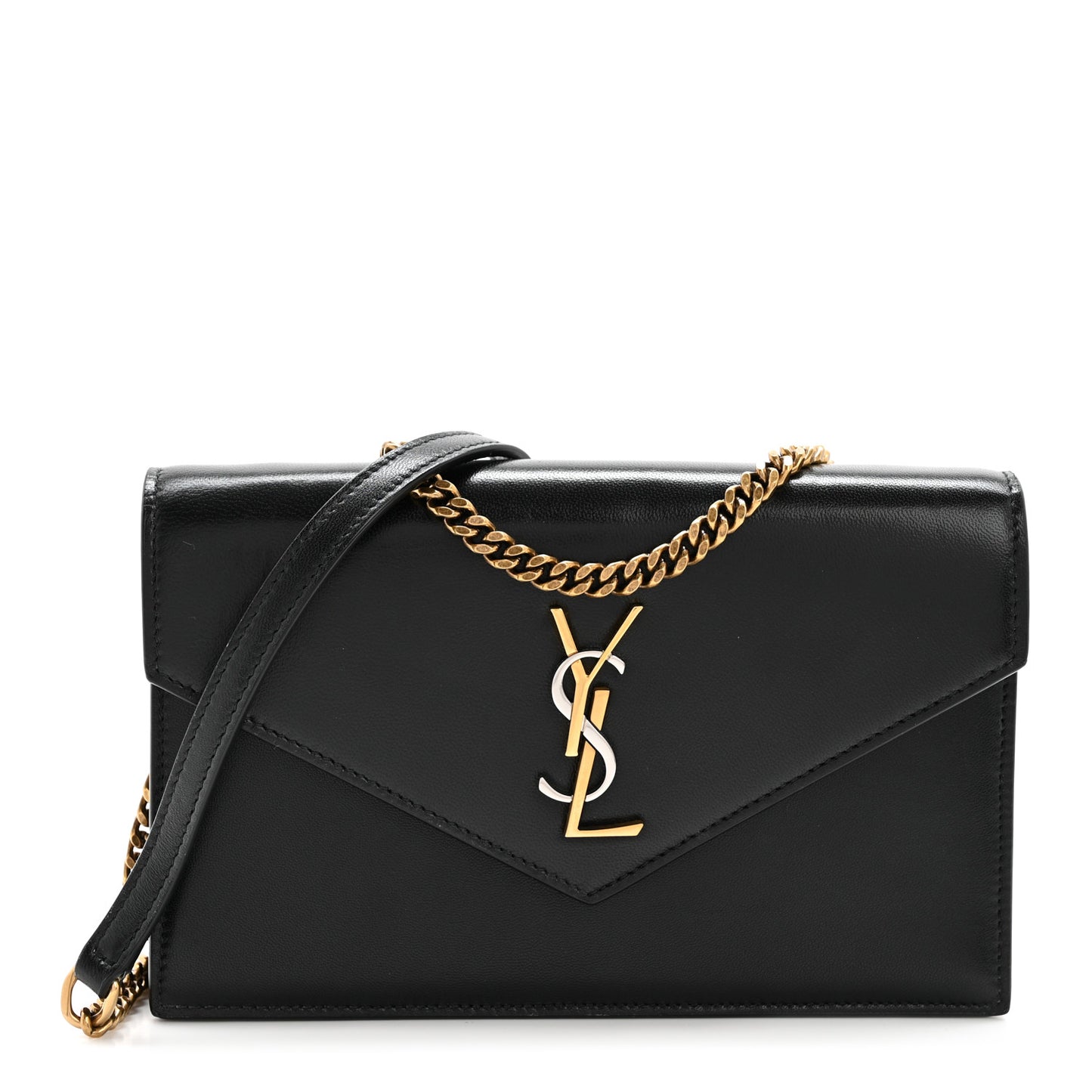 Smooth Calfskin Nappa Monogram Chain Wallet Black