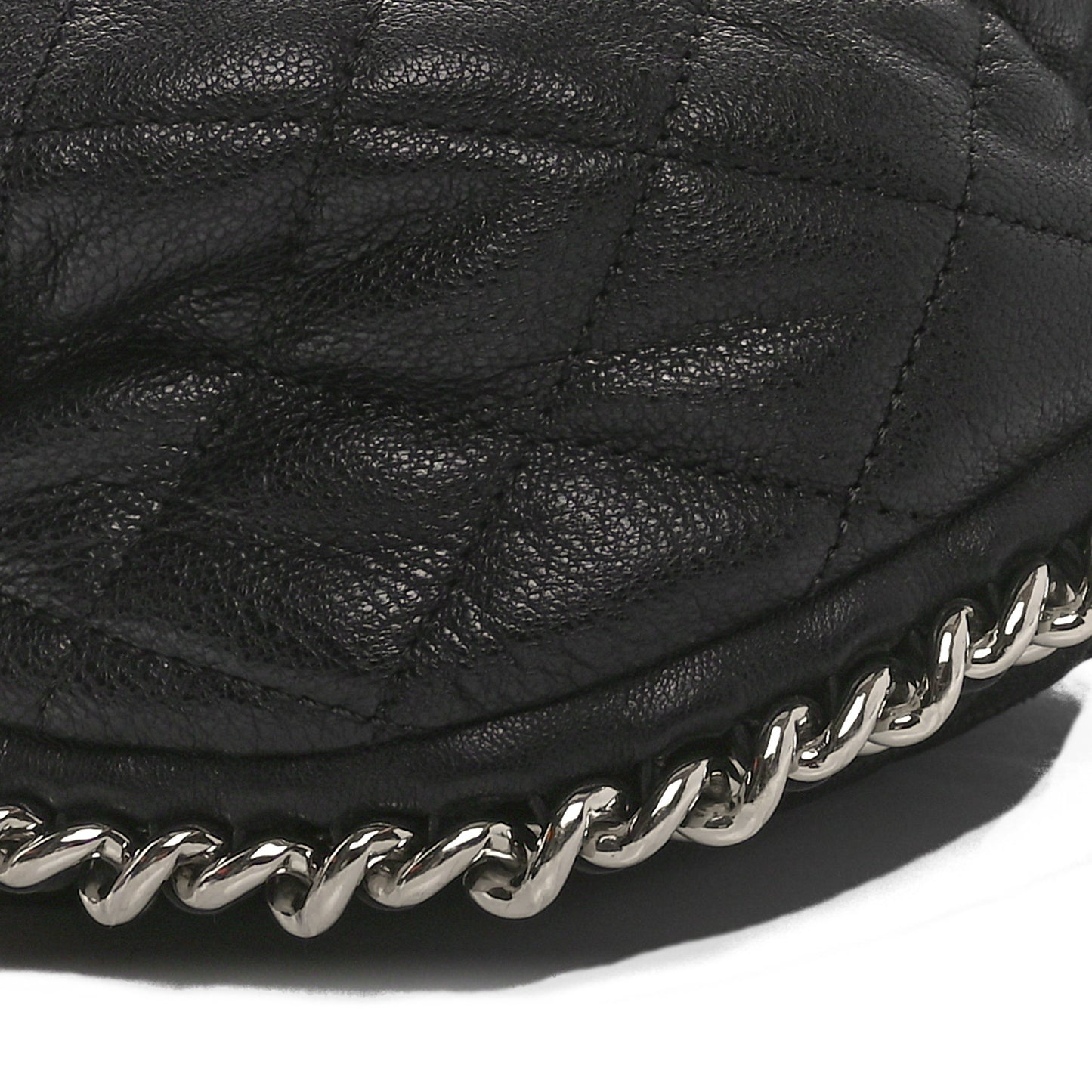 Washed Lambskin Quilted Large Chain Around Messenger Black