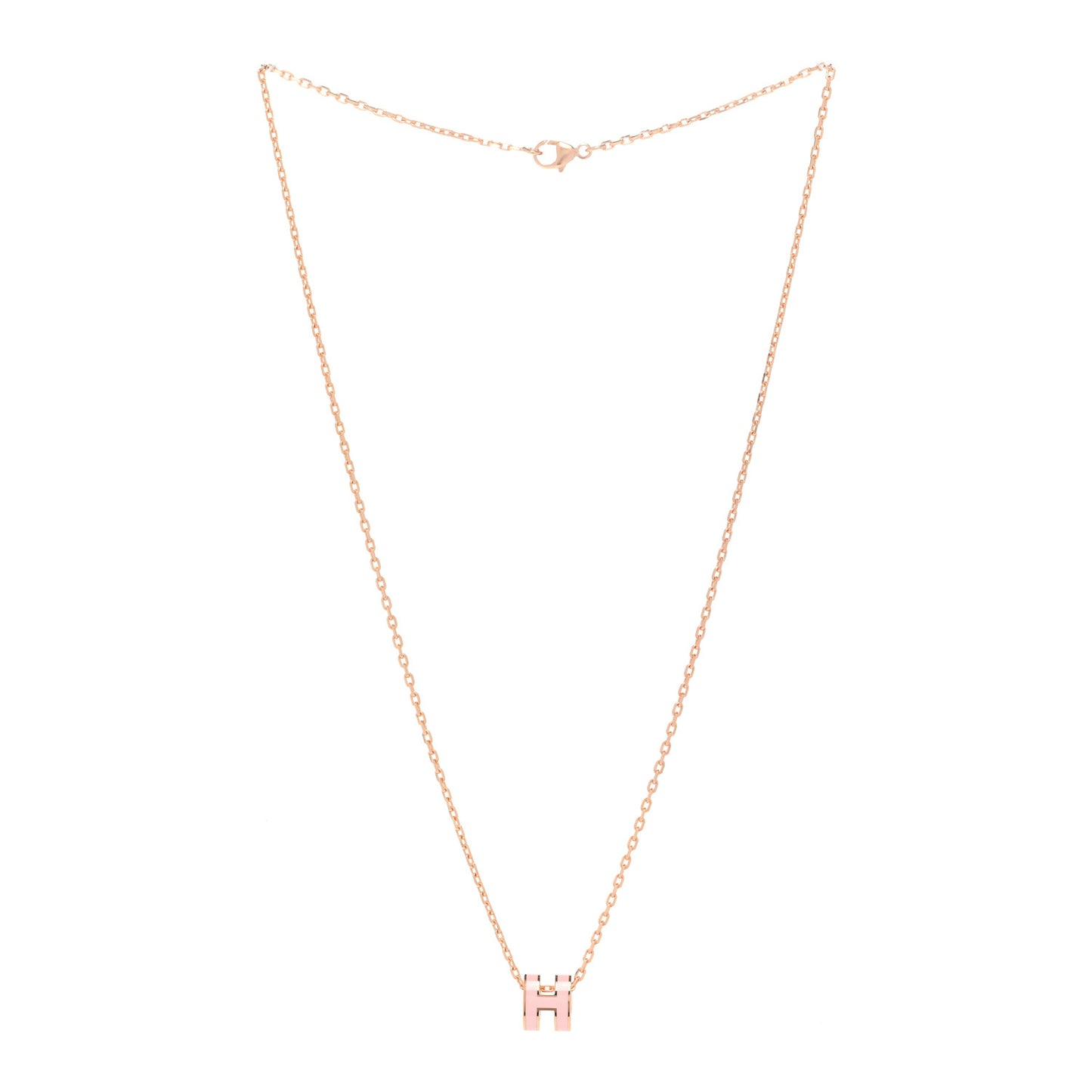 Lacquered Gold Mini Pop H Pendant Necklace Rose Dragee