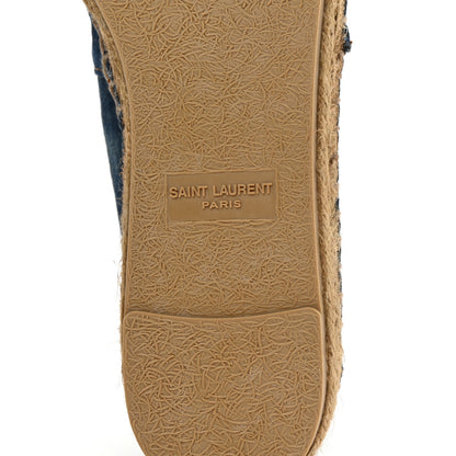 Saint Laurent Denim Logo Embroidered Espadrilles 37.5 Deep Blue 7 of 10