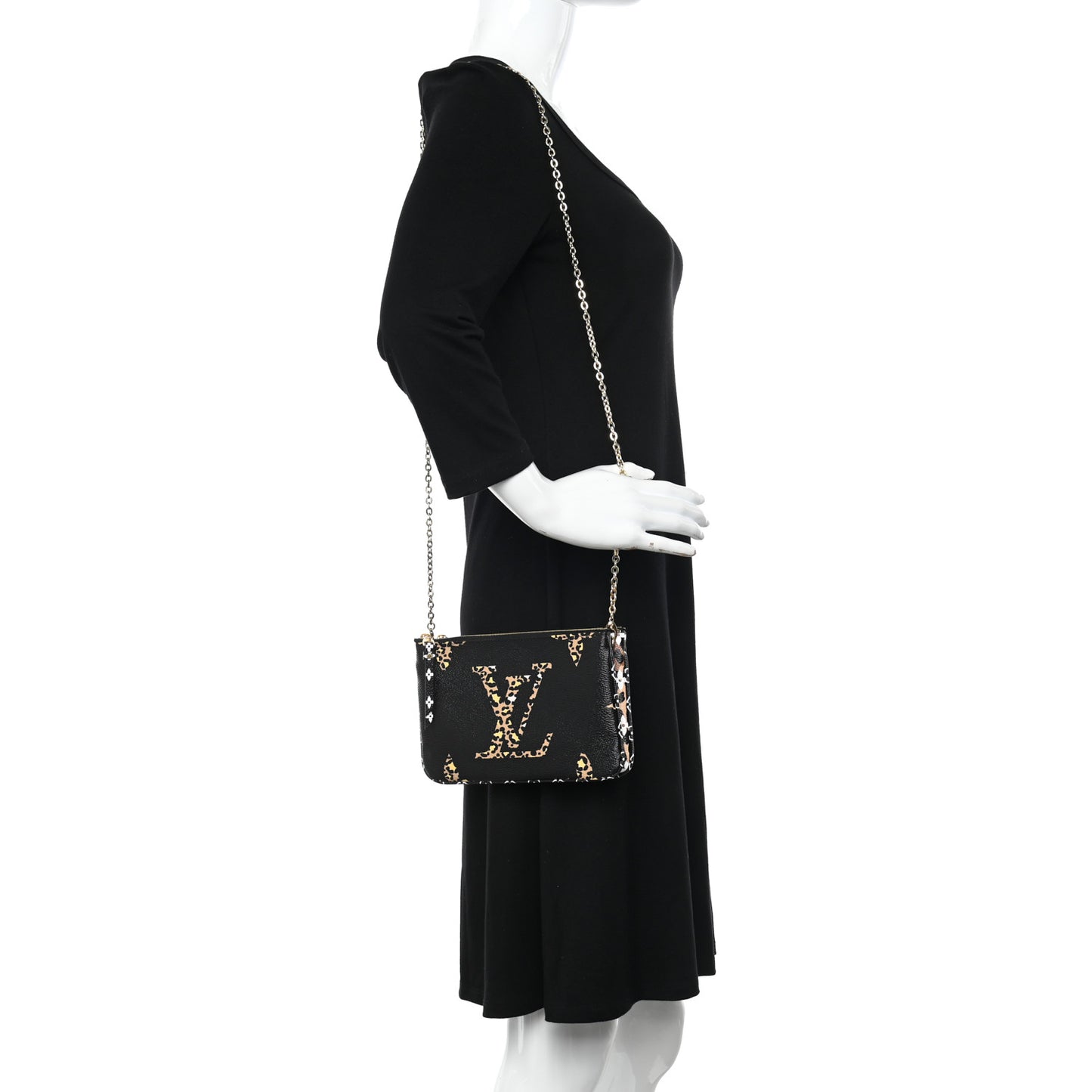 Monogram Giant Jungle Pochette Double Zip Black