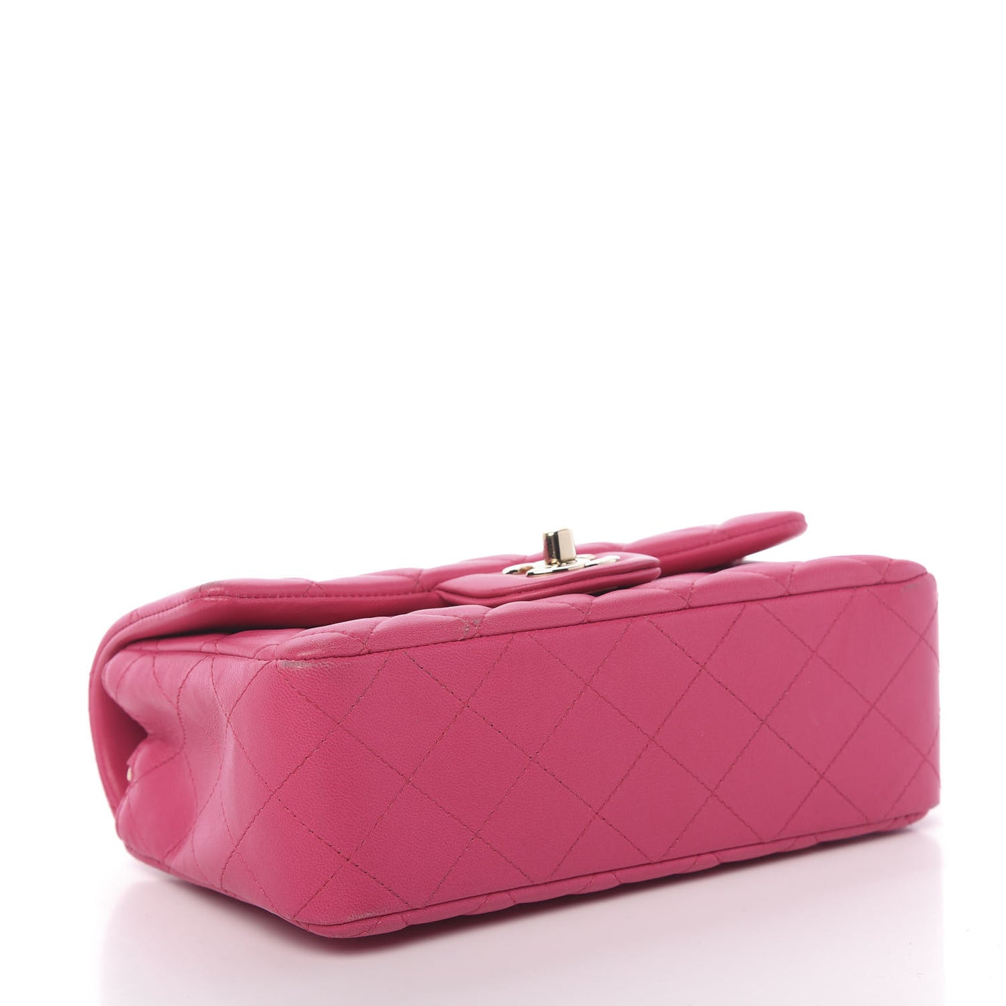 Lambskin Quilted Mini Rectangular Flap Dark Pink